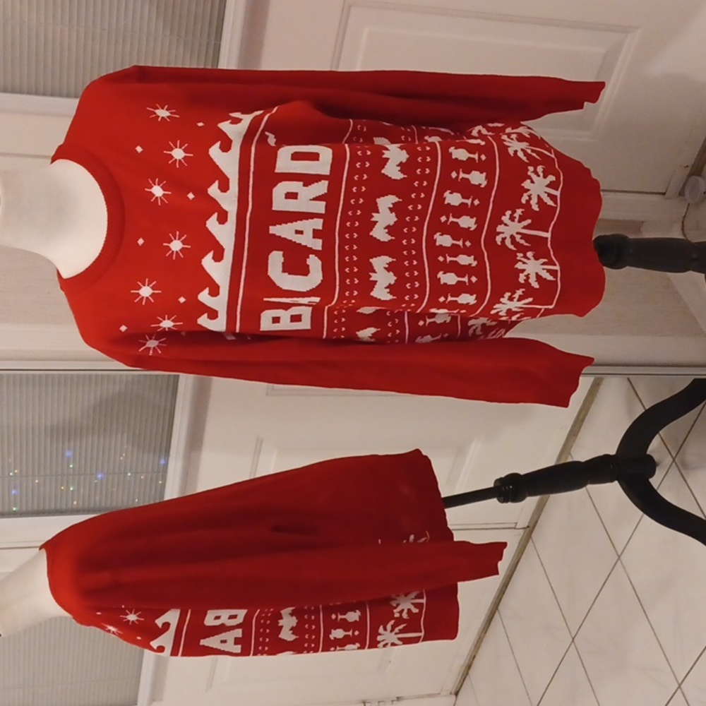 4/$60 New Red & White Bacardi Sweater